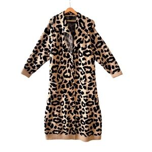 Torrid Brown & Black Animal Print “Coatigan” Long Cardigan Sweater